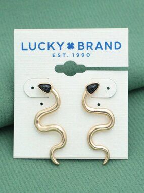Lucky Brand Gold Plated Snake Earrings Stylish Trendy Jewelry Gift